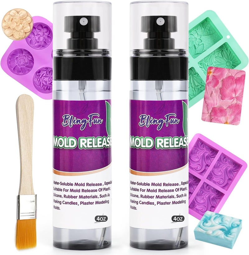 Blingfun Silicone Oil Mold Releaser， 4Oz Molds Release Spray for Candle Making and Epoxy Resin, Fast-Drying Silicone Oil Releaser, Non-Stick Professional Molds Release Agent, Promotes Mold Longevity - Image 1